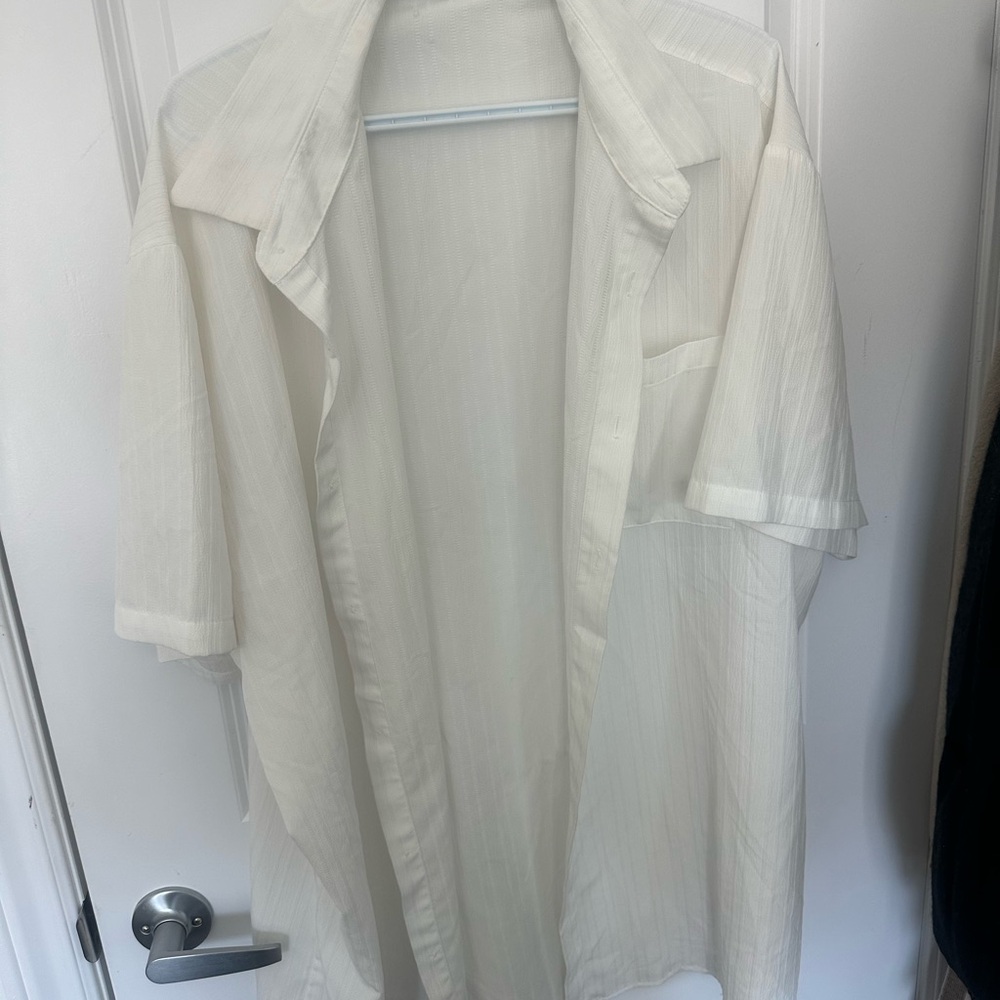 Men's Short-Sleeve Button-Up Beach Shirt - White